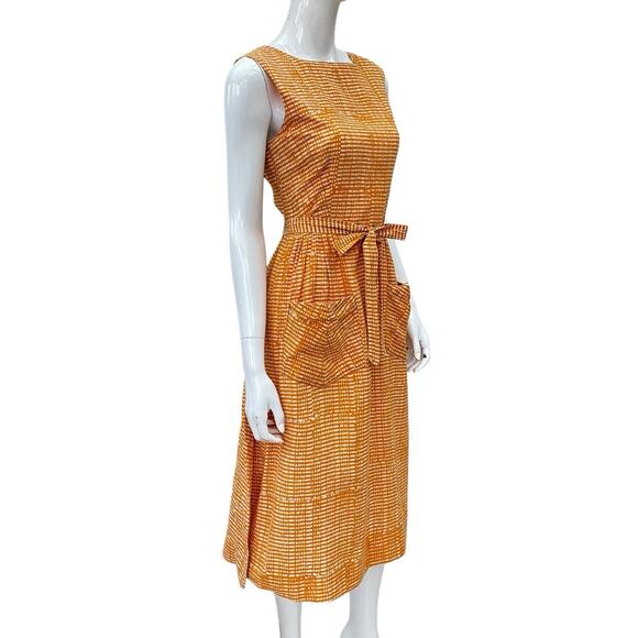 Vintage 1960’s Handmade Tangerine Cotton Wrap Dress, Medium - Picture 7 of 10